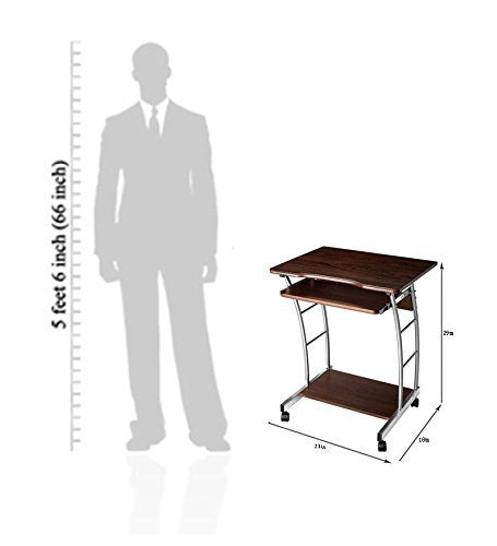Nilkamal Leo Computer Trolley/Table (Black/Walnut Finish)