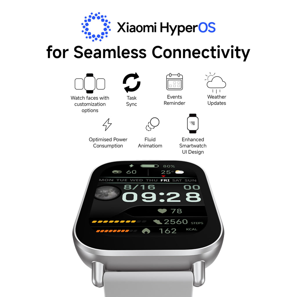 Redmi Watch 5 Active, 2" Display, Metal Body, 18 Day Battery, Bluetooth Calling, Advanced AI Noise Cancellation, Alexa, Matte Silver