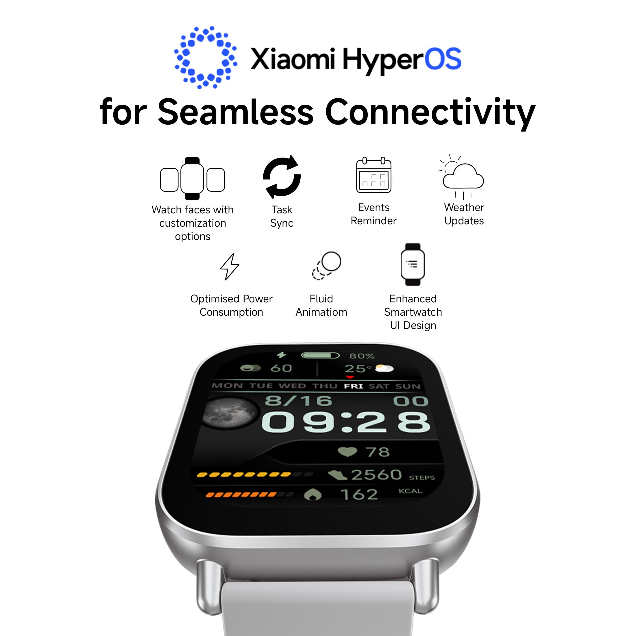 Redmi Watch 5 Active, 2" Display, Metal Body, 18 Day Battery, Bluetooth Calling, Advanced AI Noise Cancellation, Alexa, Matte Silver