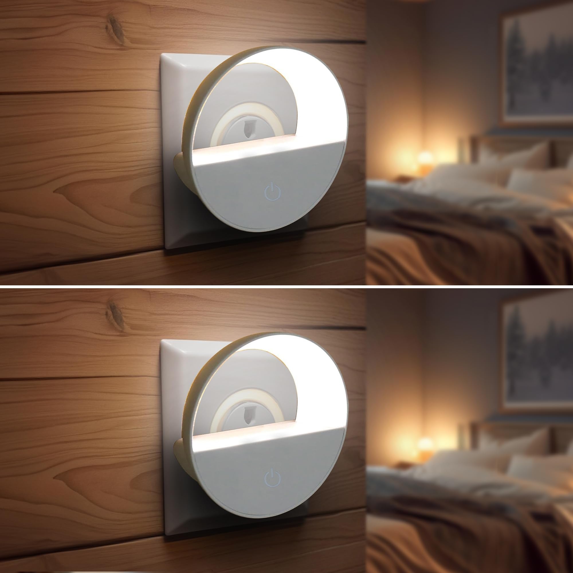 Robustt Sensor Night Light - Pack of 1 | Round Shape | White LED Light | ABS Material | Automatic On/Off | Night Light for Bedroom | Smart Light Sensor