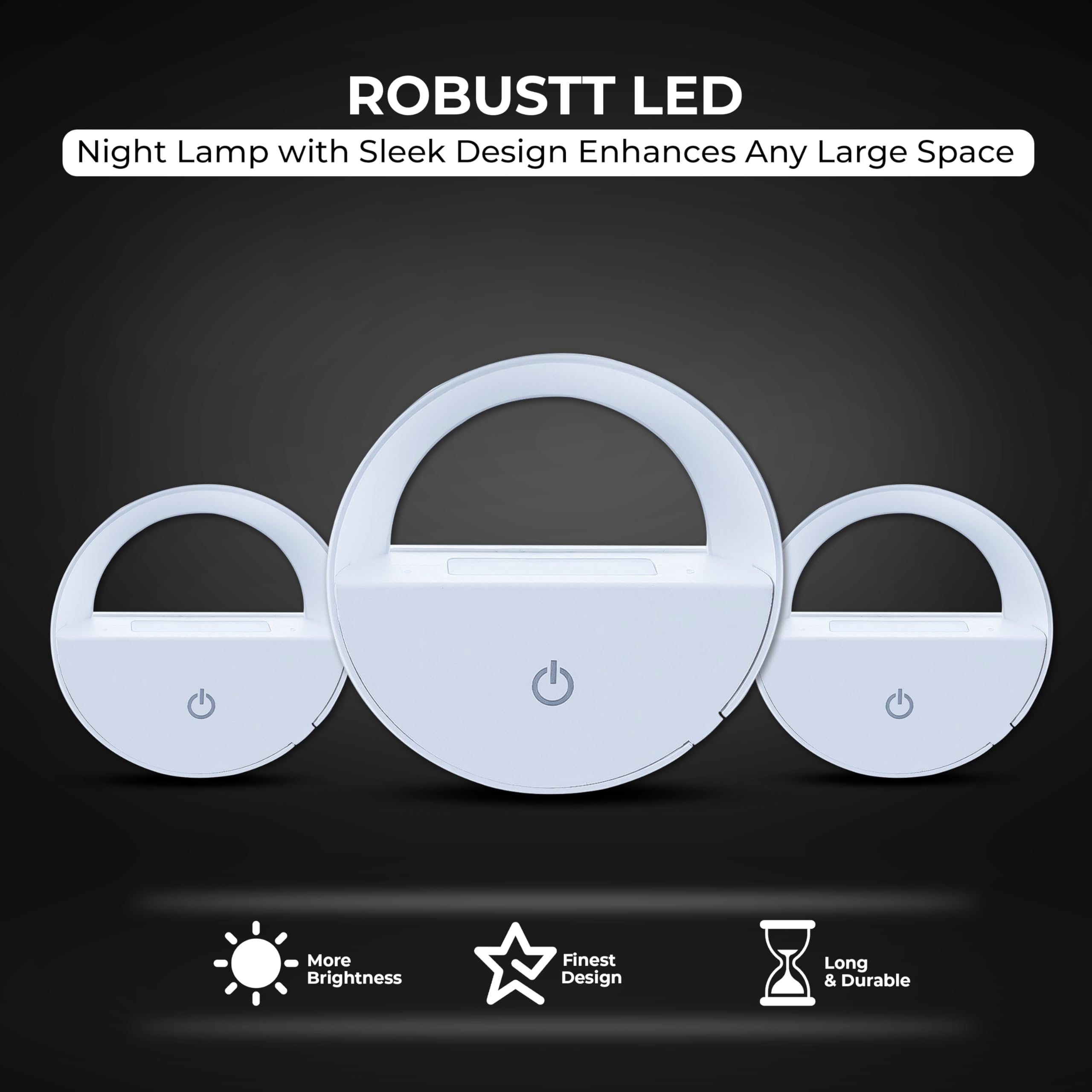 Robustt Sensor Night Light - Pack of 1 | Round Shape | White LED Light | ABS Material | Automatic On/Off | Night Light for Bedroom | Smart Light Sensor