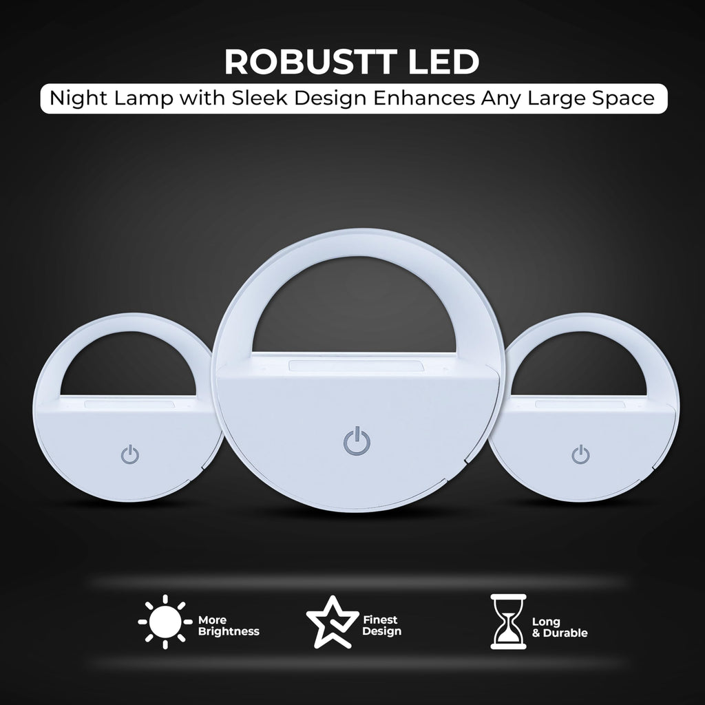 Robustt Sensor Night Light - Pack of 1 | Round Shape | White LED Light | ABS Material | Automatic On/Off | Night Light for Bedroom | Smart Light Sensor