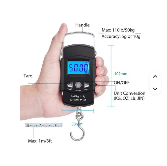 Portable Digital Fishing Scale - Lightweight Electronic Luggage Scale With Lcd Display - Measures up to - Perfect for Travel