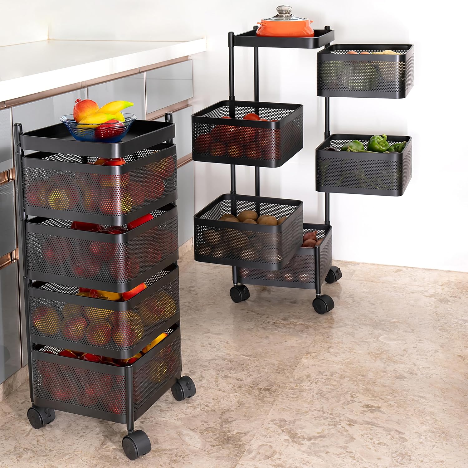 Kitchenwell Metal Multi-Purpose Trolley Storage Organizer and Kitchen Accessories Items for Kitchen Storage