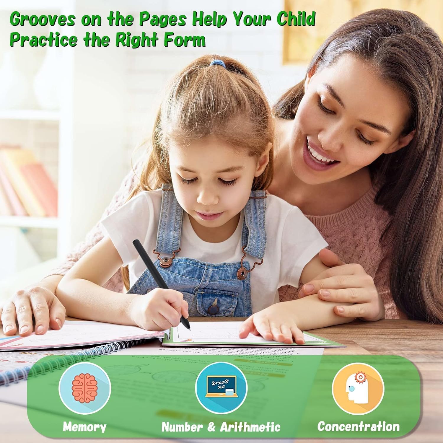 Magic Practice Copybook,(4 Books+10 Refill) Number Tracing Book for Preschoolers with Pen,Magic Copybook Set Practical Reusable - Image 7