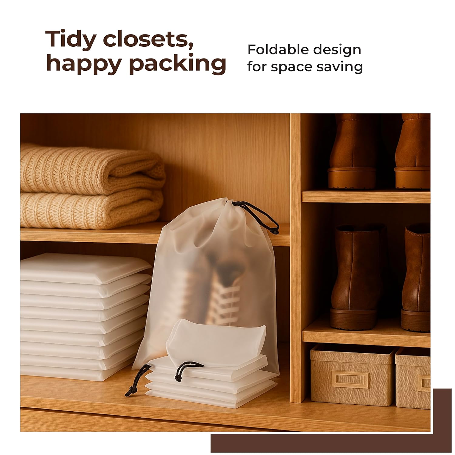 Lifelong Shoe Bags for Travel, Drawstring Travel Shoe Bags for Packing, Dustproof Portable Travel Shoe Storage Bag for Men and Women, - Image 3