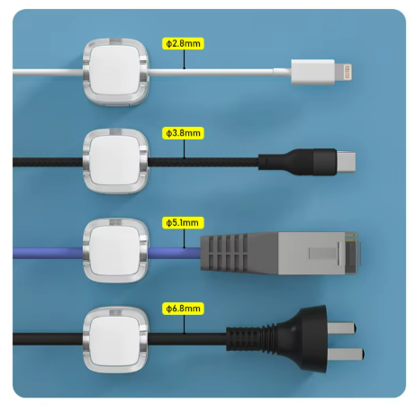 10 Pieces Magnetic Cable Organizer Clips - Desk Wire Management Clip with 3M Adhesive Foam - Cord Holder for Desktop USB Charging Cables, Office, Home - Image 2