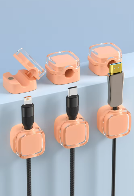 10 Pieces Magnetic Cable Organizer Clips - Desk Wire Management Clip with 3M Adhesive Foam - Cord Holder for Desktop USB Charging Cables, Office, Home