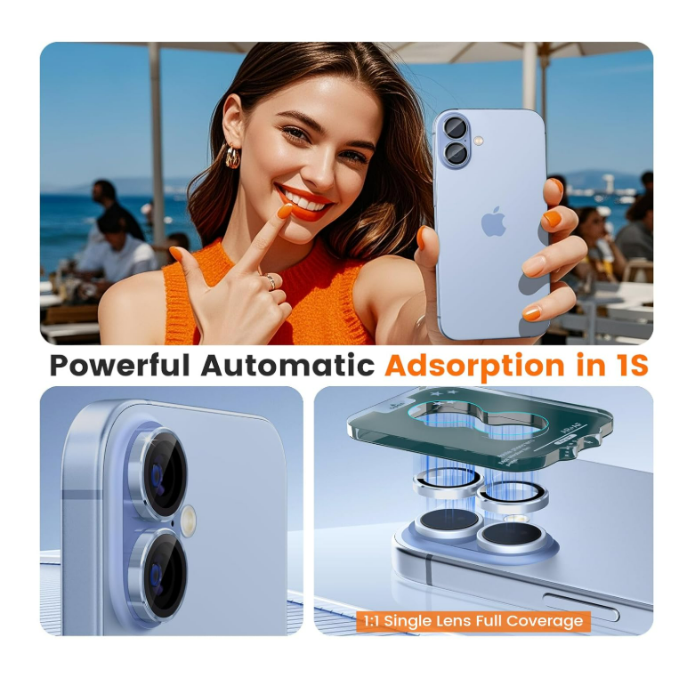 Camera Protection, AR+AF Tempered Glass & 9H Anti-Scratch Metal Aluminium Alloy Cover, HD Clear Camera Lens Protection - Image 5