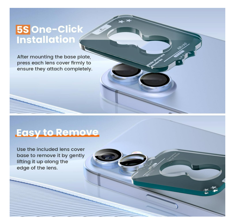 Camera Protection, AR+AF Tempered Glass & 9H Anti-Scratch Metal Aluminium Alloy Cover, HD Clear Camera Lens Protection - Image 4